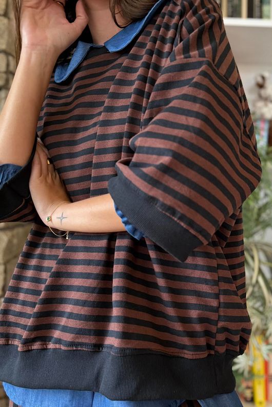 Sunday Morning Relaxed Sweatshirt Black & Chestnut